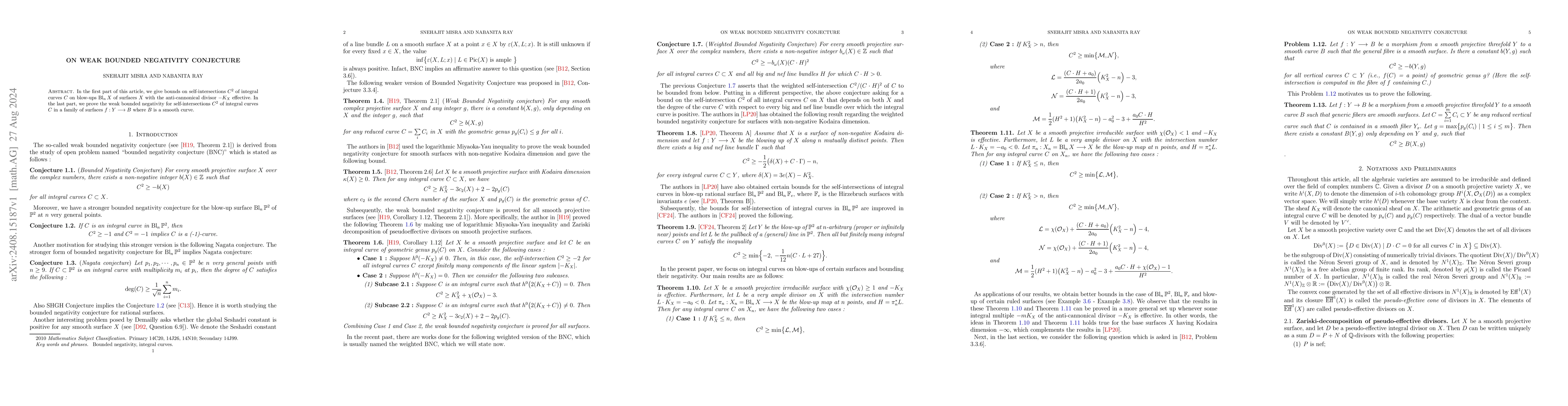 Thumbnail for On Weak bounded negativity conjecture