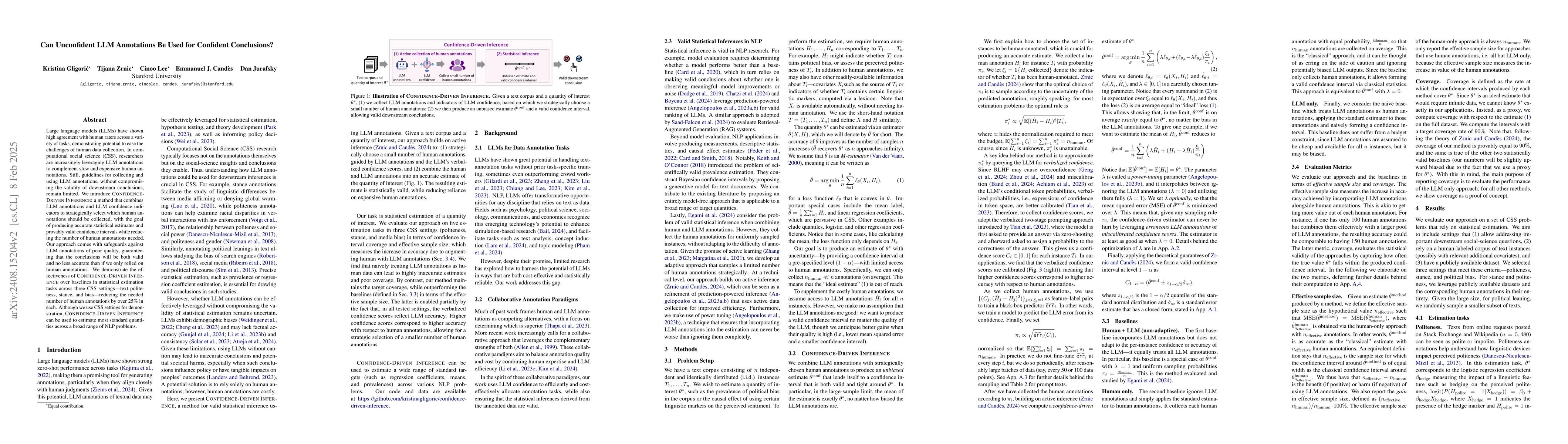 Thumbnail for Can Unconfident LLM Annotations Be Used for Confident Conclusions?