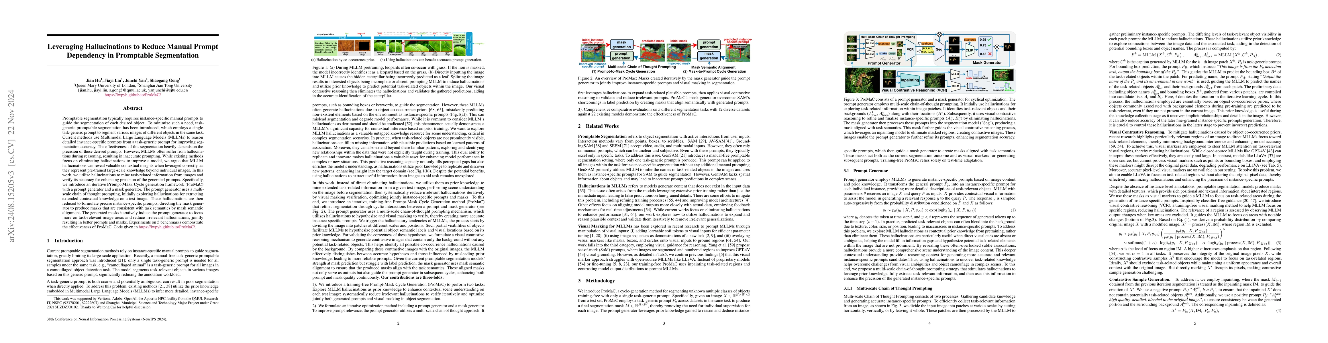 Thumbnail for Leveraging Hallucinations to Reduce Manual Prompt Dependency in
  Promptable Segmentation