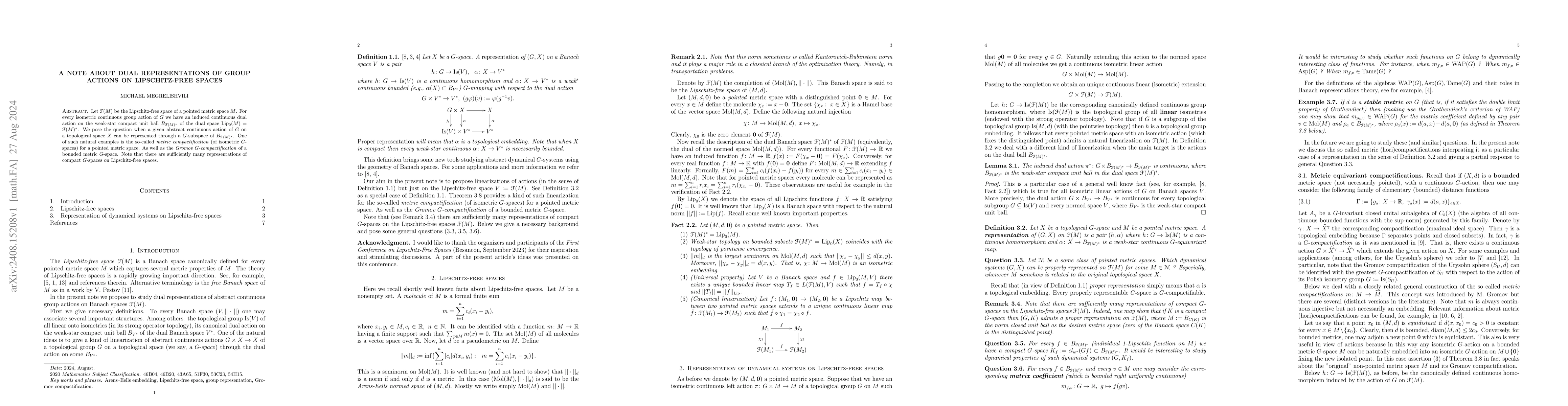 Thumbnail for A note about dual representations of group actions on Lipschitz-free
  spaces