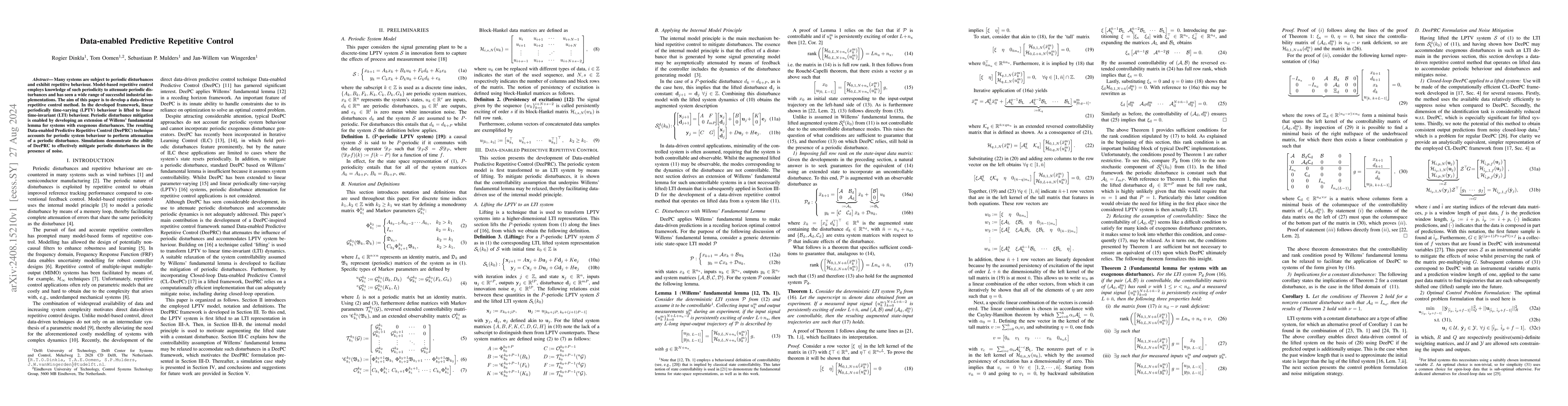 Thumbnail for Data-enabled Predictive Repetitive Control