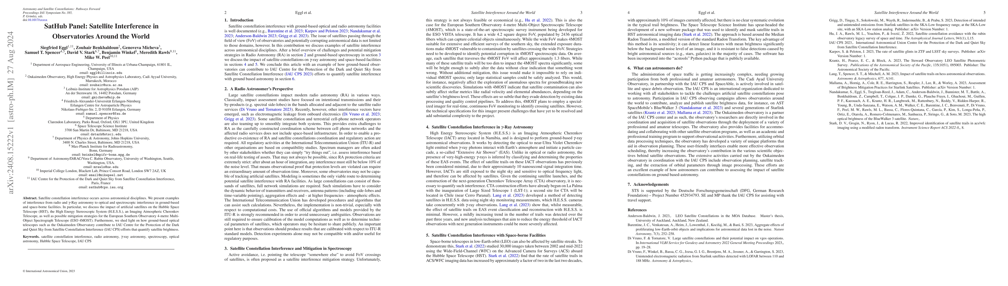 Thumbnail for SatHub Panel: Satellite Interference in Observatories Around the World