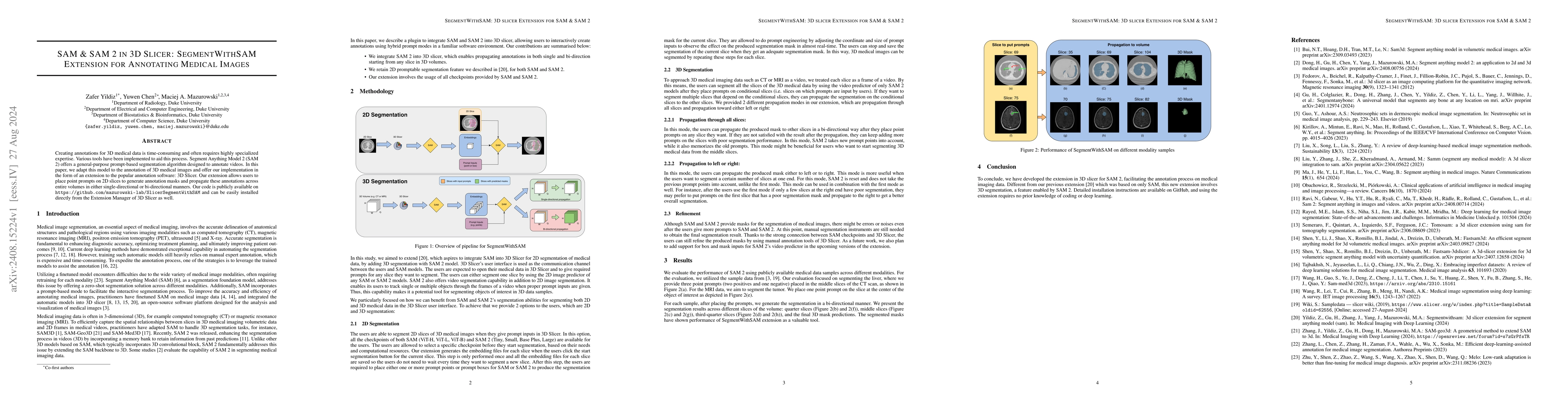 Thumbnail for SAM & SAM 2 in 3D Slicer: SegmentWithSAM Extension for Annotating
  Medical Images