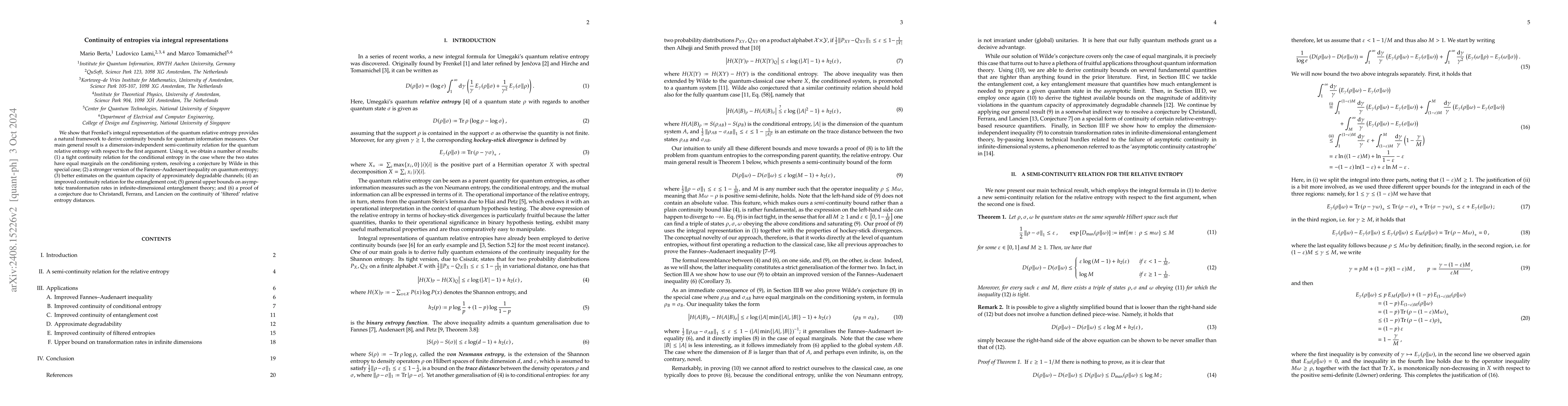 Thumbnail for Continuity of entropies via integral representations