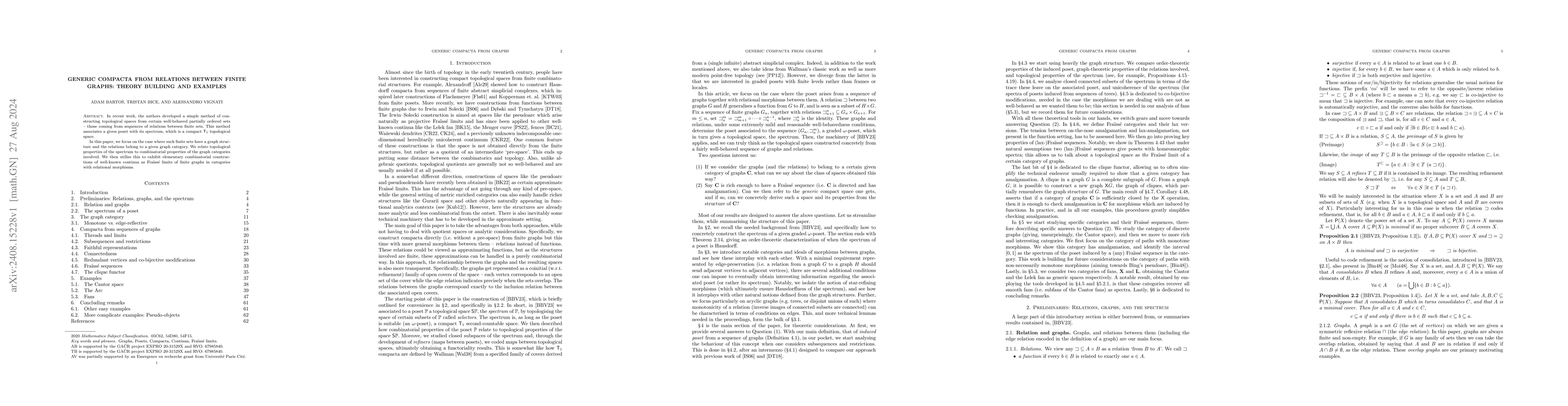 Thumbnail for Generic Compacta from Relations between Finite Graphs: Theory Building
  and Examples