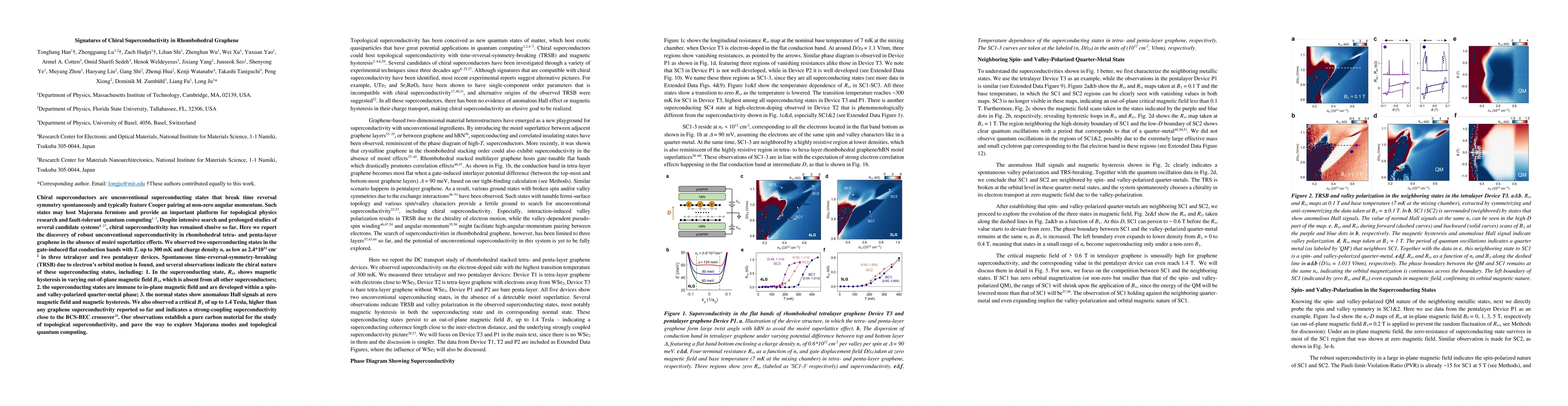 Thumbnail for Signatures of Chiral Superconductivity in Rhombohedral Graphene