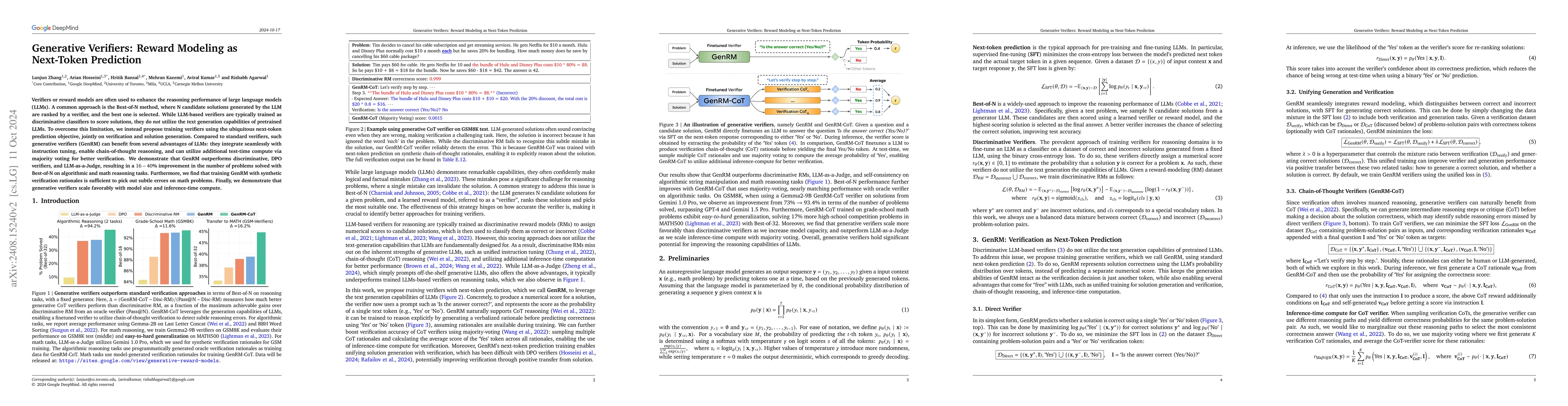 Thumbnail for Generative Verifiers: Reward Modeling as Next-Token Prediction