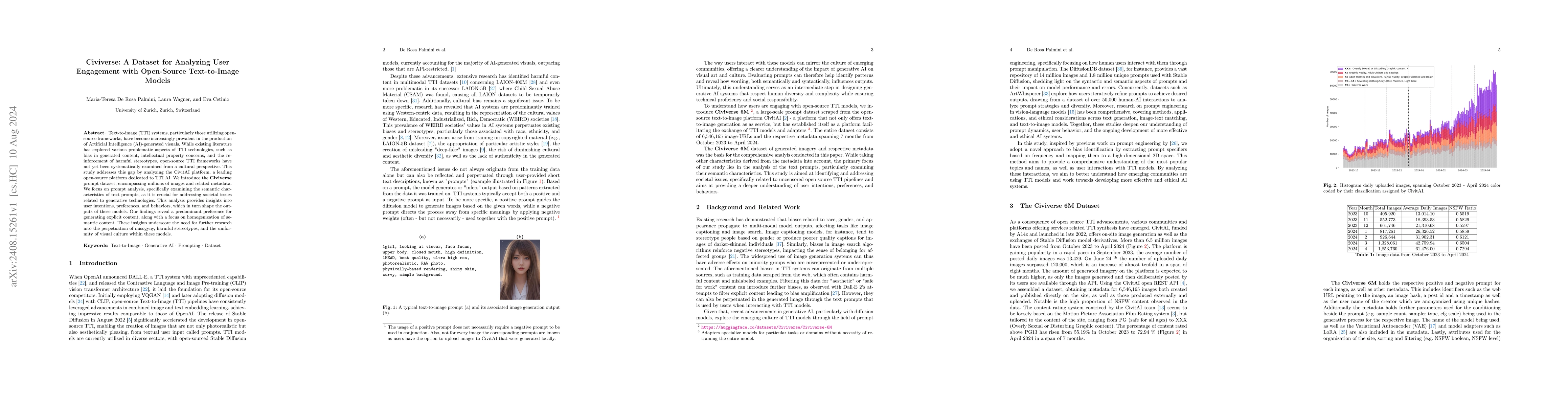 Thumbnail for Civiverse: A Dataset for Analyzing User Engagement with Open-Source
  Text-to-Image Models