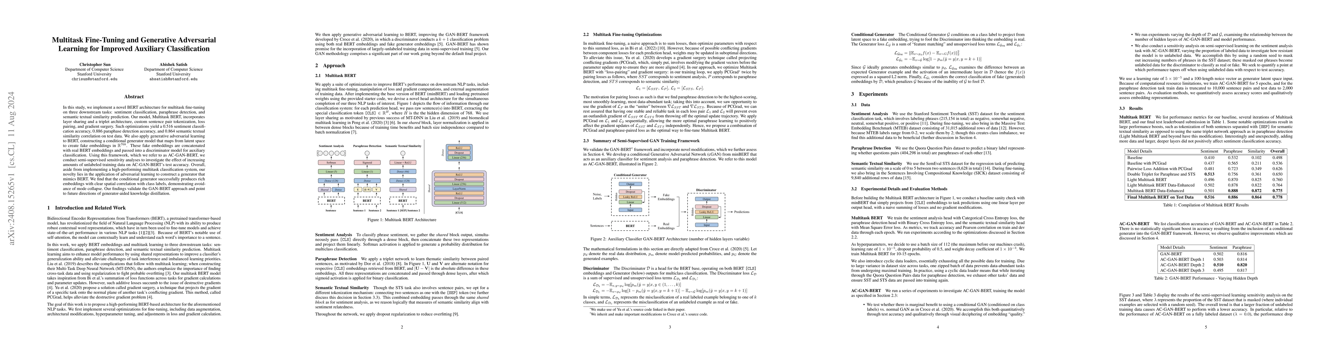 Thumbnail for Multitask Fine-Tuning and Generative Adversarial Learning for Improved
  Auxiliary Classification