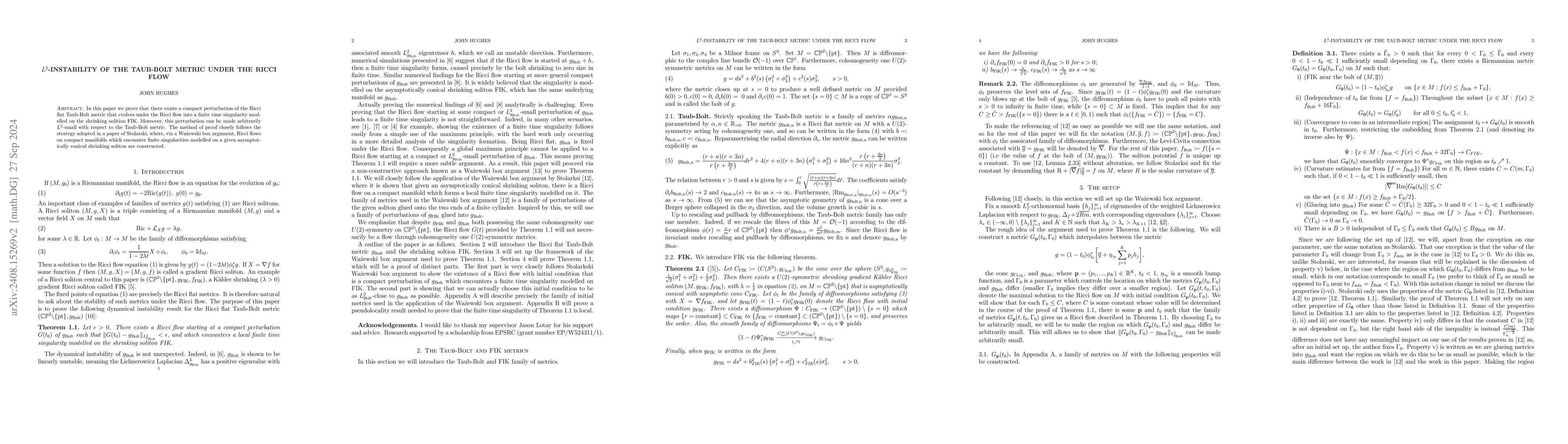 Thumbnail for L^2-instability of the Taub-Bolt metric under the Ricci flow