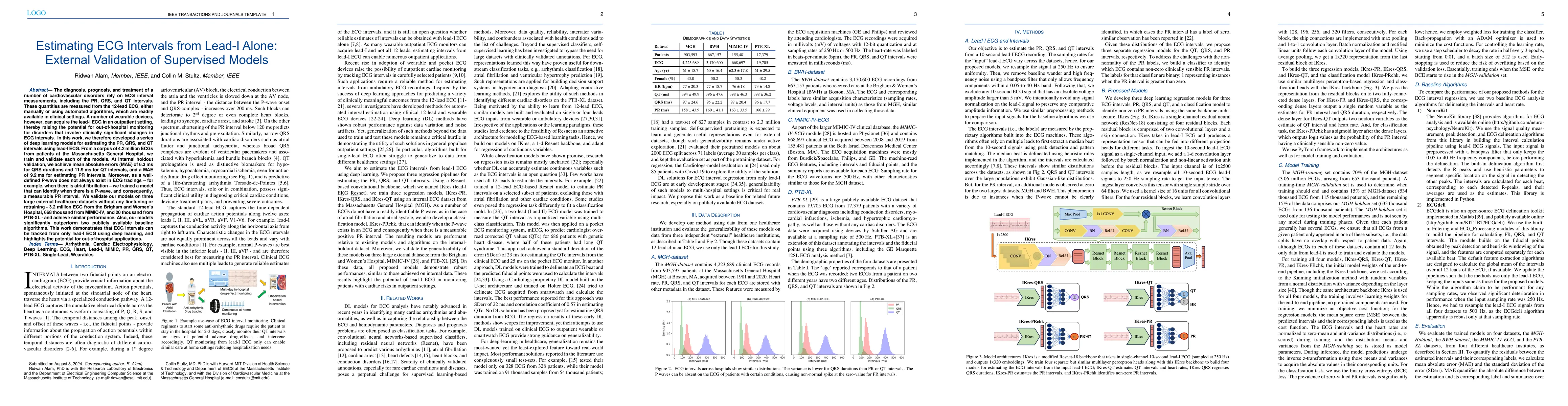 Thumbnail for Estimating ECG Intervals from Lead-I Alone: External Validation of
  Supervised Models