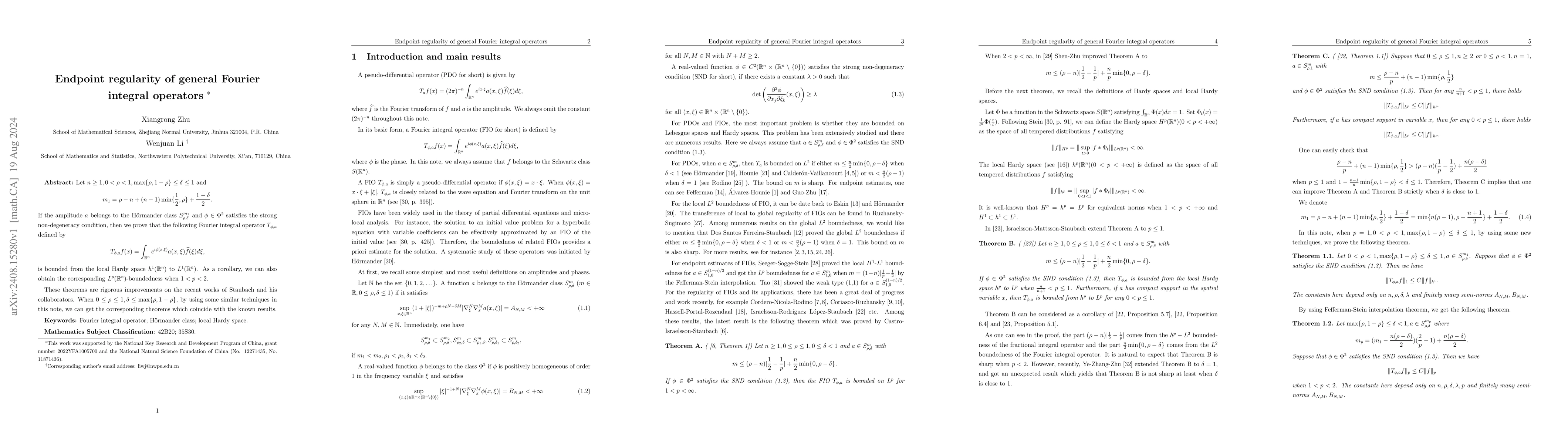 Thumbnail for Endpoint regularity of general Fourier integral operators