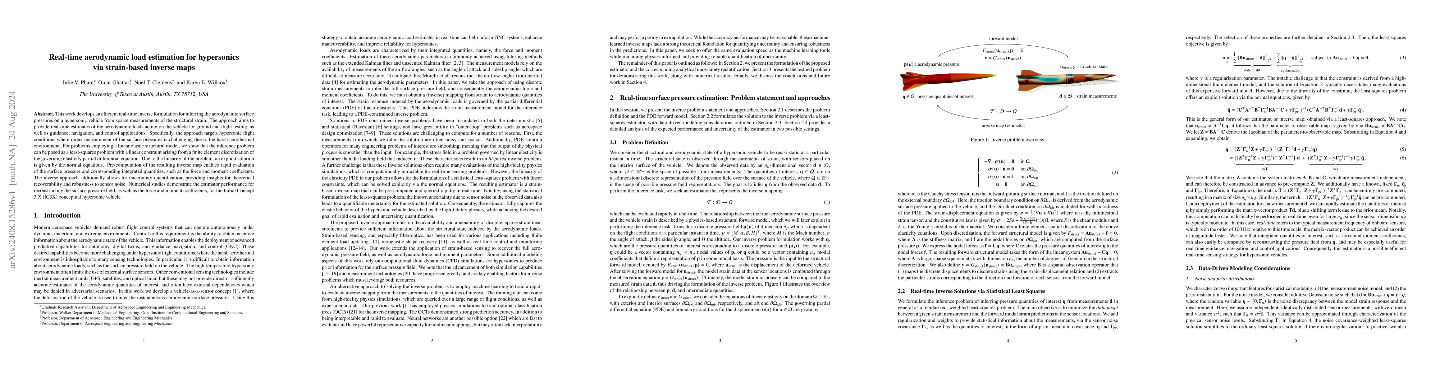Thumbnail for Real-time aerodynamic load estimation for hypersonics via strain-based
  inverse maps