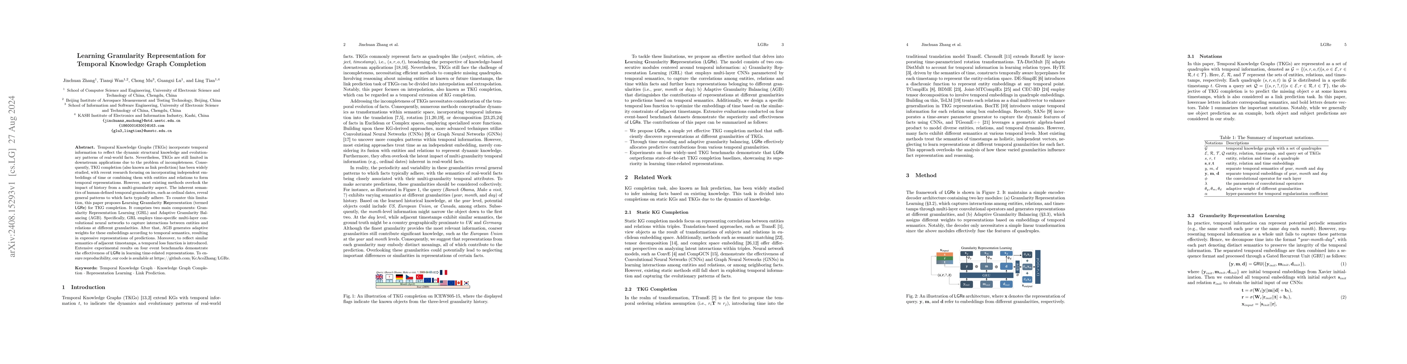 Thumbnail for Learning Granularity Representation for Temporal Knowledge Graph
  Completion