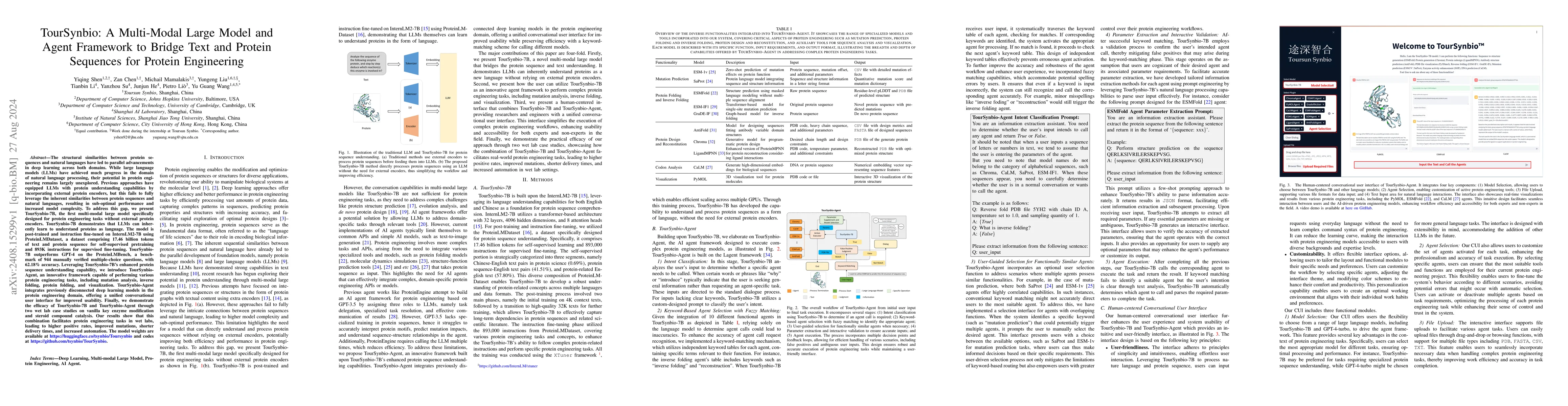 Thumbnail for TourSynbio: A Multi-Modal Large Model and Agent Framework to Bridge Text
  and Protein Sequences for Protein Engineering