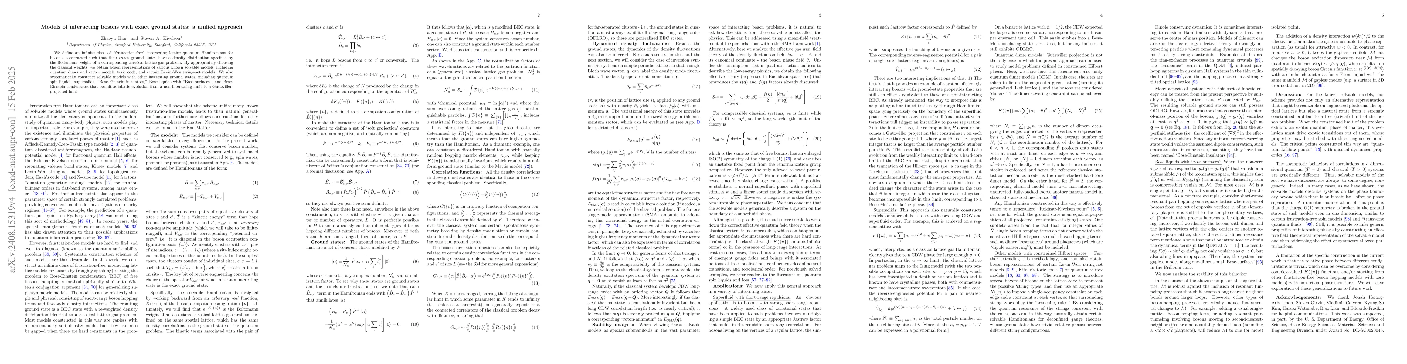 Thumbnail for Models of interacting bosons with exact ground states: a unified
  approach