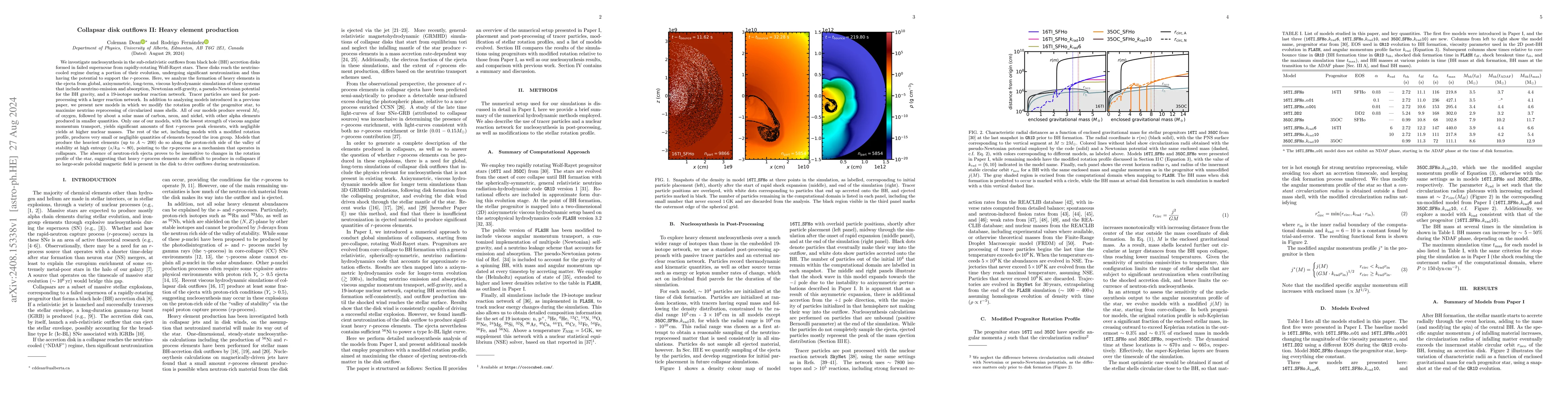 Thumbnail for Collapsar disk outflows II: Heavy element production