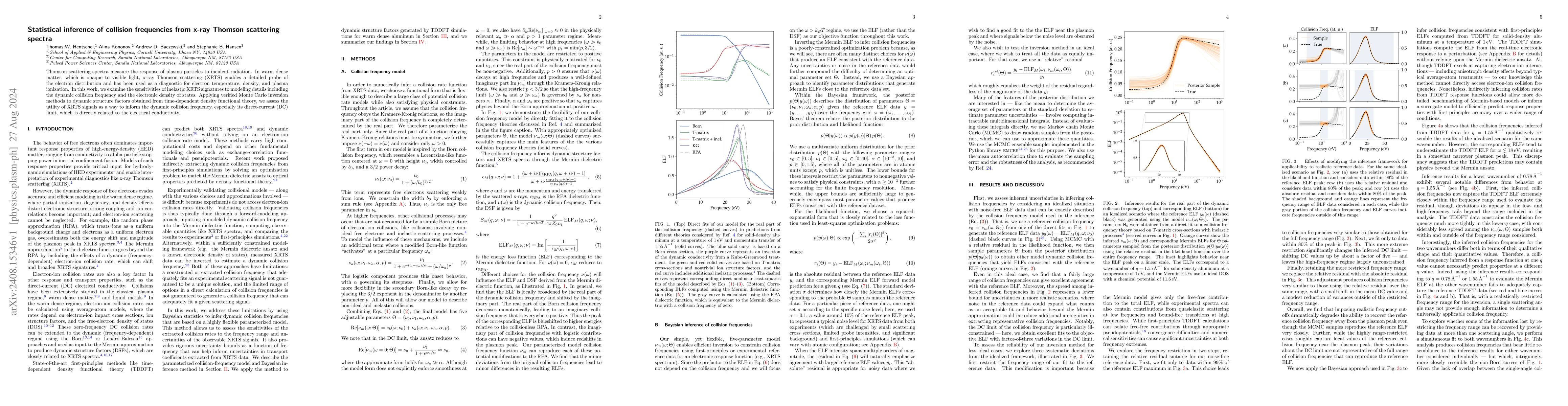 Thumbnail for Statistical inference of collision frequencies from x-ray Thomson
  scattering spectra