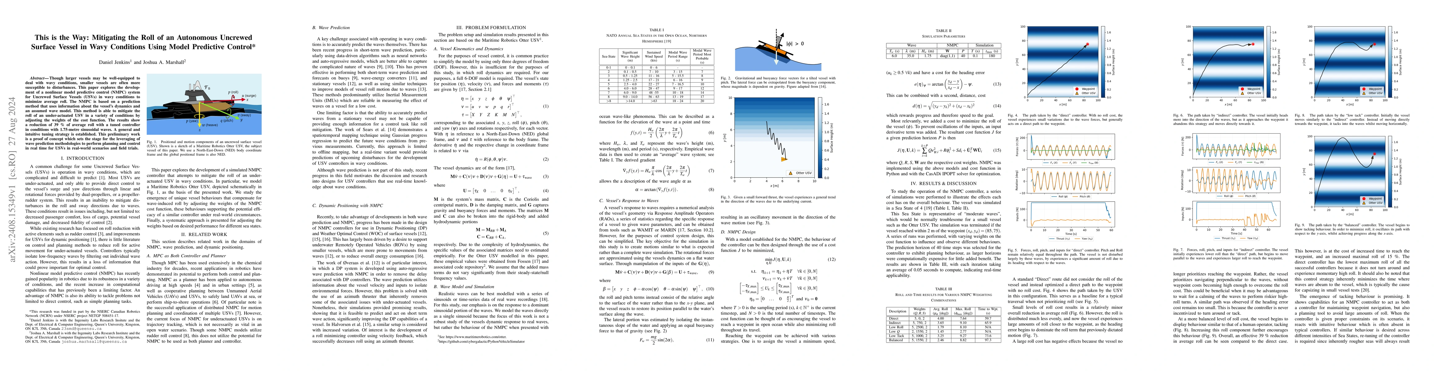 Thumbnail for This is the Way: Mitigating the Roll of an Autonomous Uncrewed Surface
  Vessel in Wavy Conditions Using Model Predictive Control