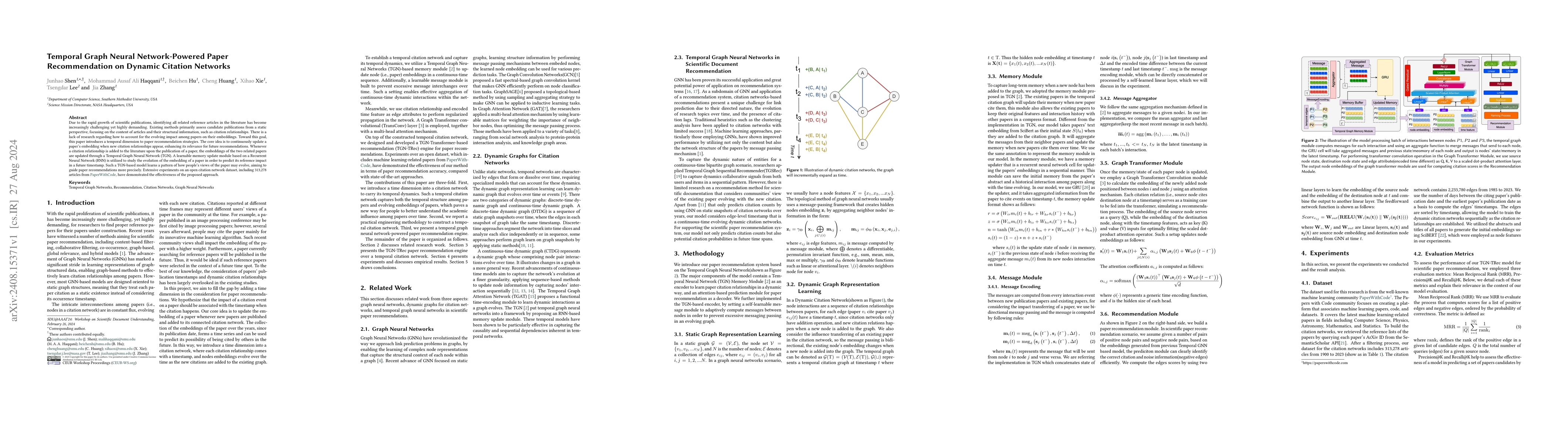 Thumbnail for Temporal Graph Neural Network-Powered Paper Recommendation on Dynamic
  Citation Networks