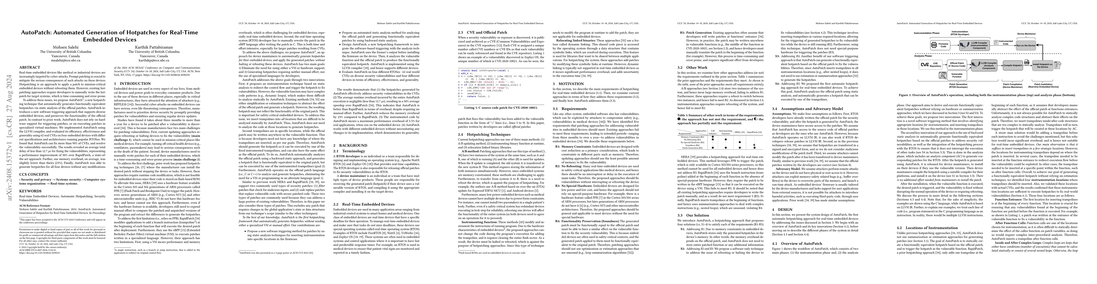 Thumbnail for AutoPatch: Automated Generation of Hotpatches for Real-Time Embedded
  Devices
