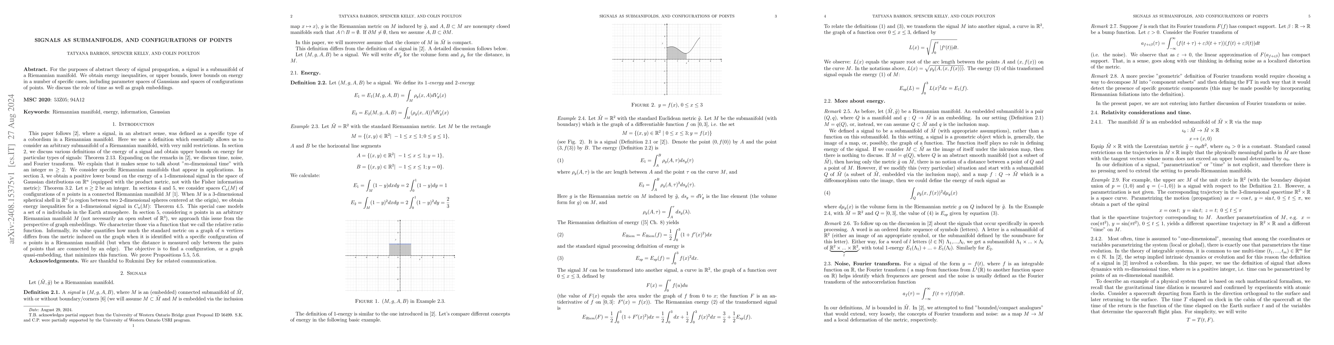 Thumbnail for Signals as submanifolds, and configurations of points