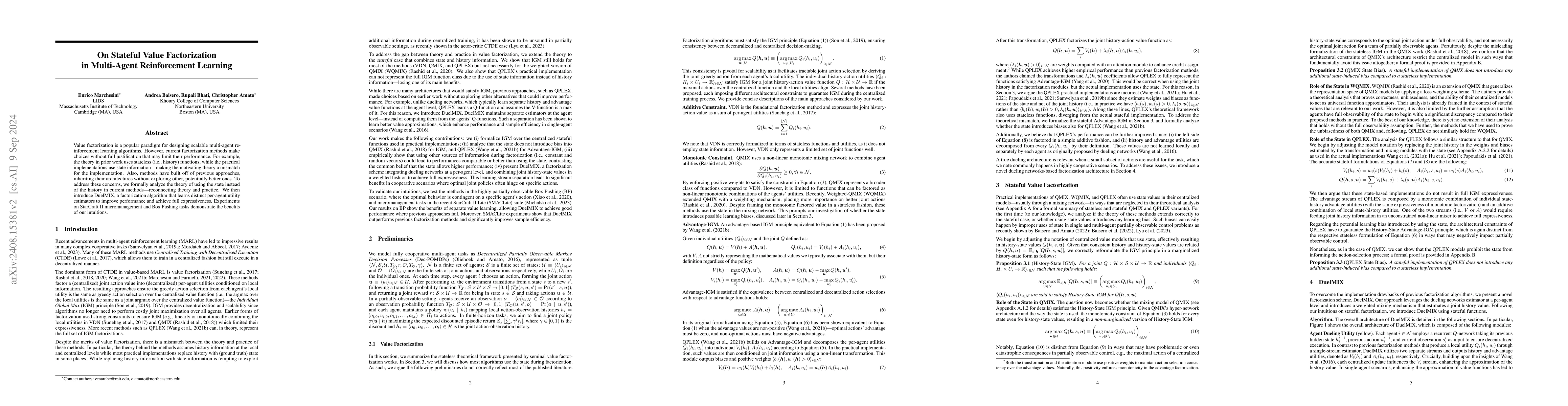 Thumbnail for On Stateful Value Factorization in Multi-Agent Reinforcement Learning