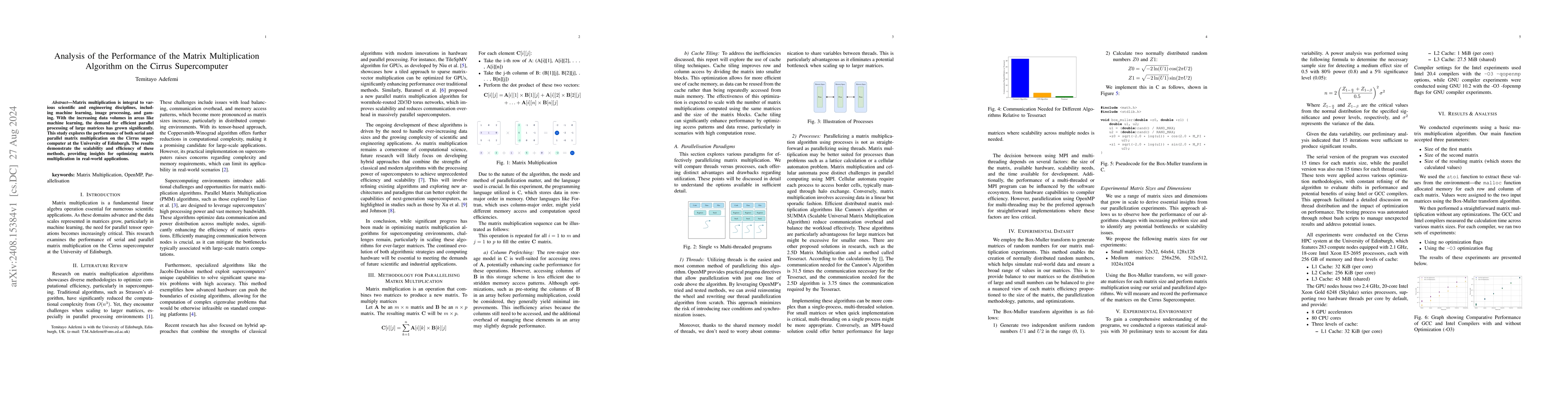 Thumbnail for Analysis of the Performance of the Matrix Multiplication Algorithm on
  the Cirrus Supercomputer