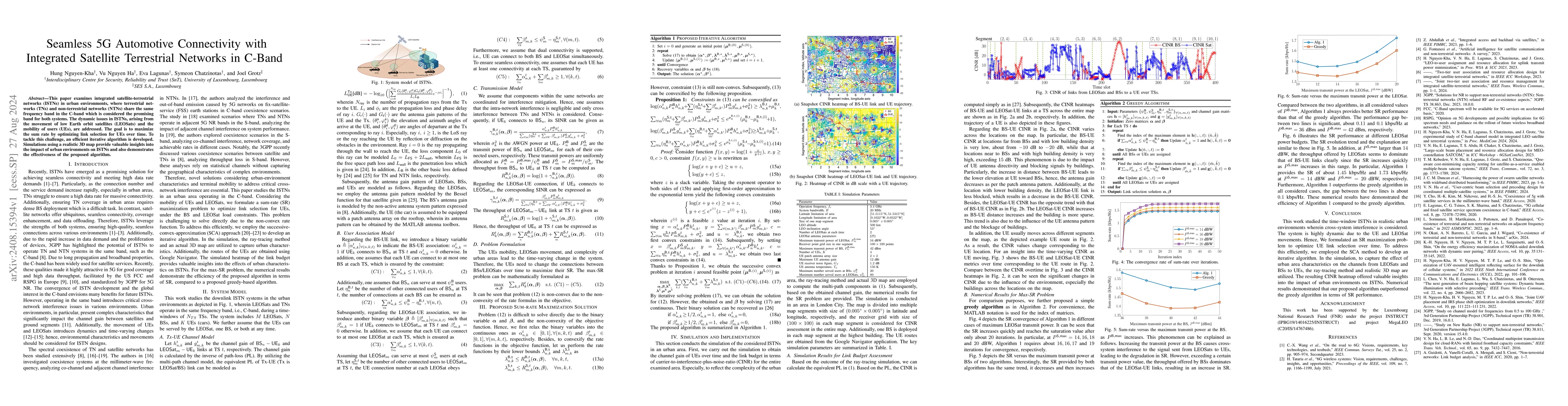 Thumbnail for Seamless 5G Automotive Connectivity with Integrated Satellite
  Terrestrial Networks in C-Band