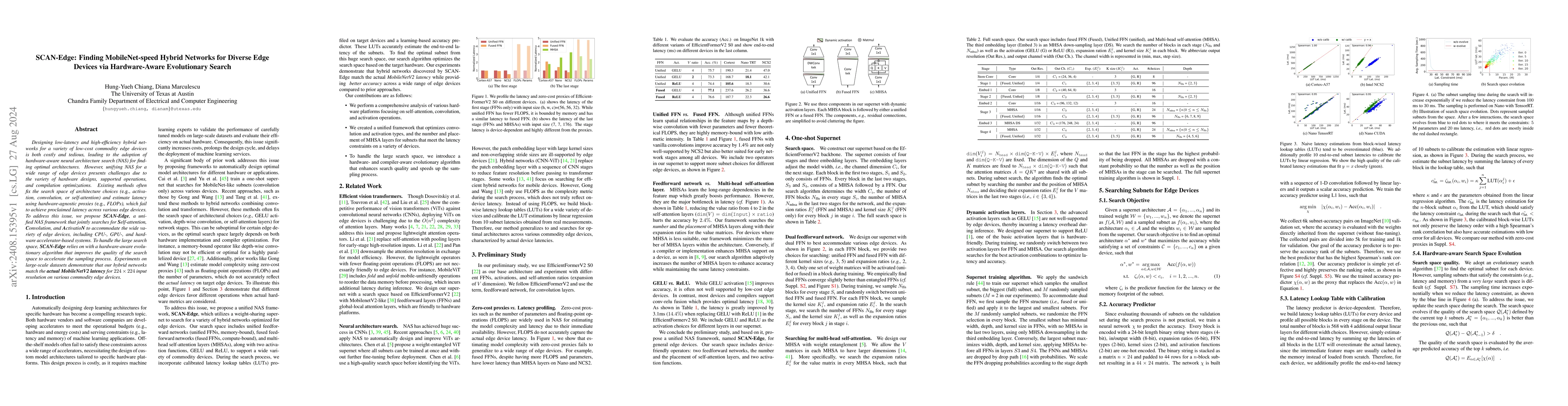 Thumbnail for SCAN-Edge: Finding MobileNet-speed Hybrid Networks for Diverse Edge
  Devices via Hardware-Aware Evolutionary Search