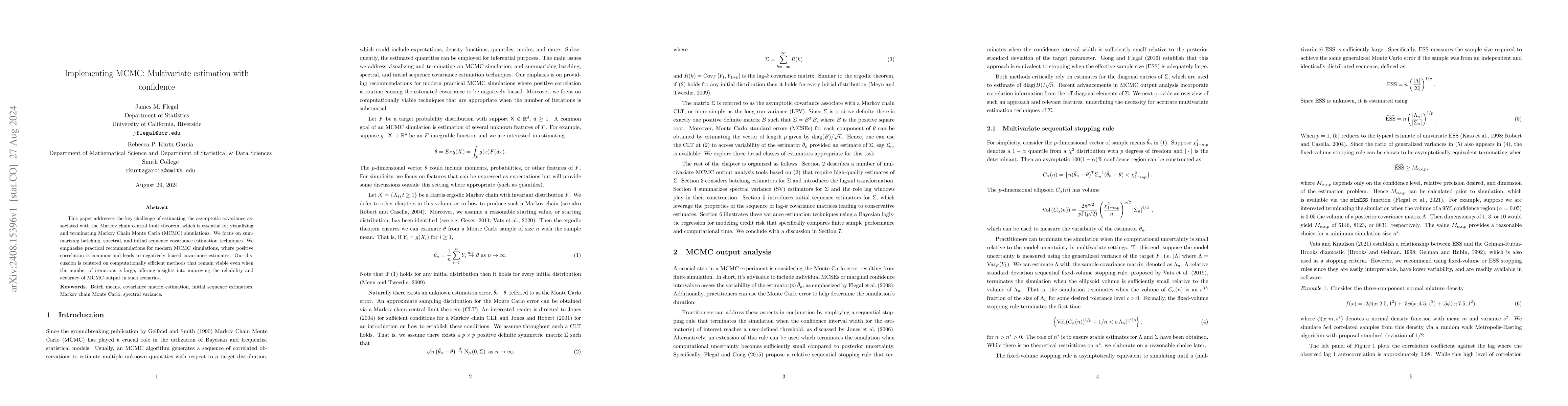 Thumbnail for Implementing MCMC: Multivariate estimation with confidence