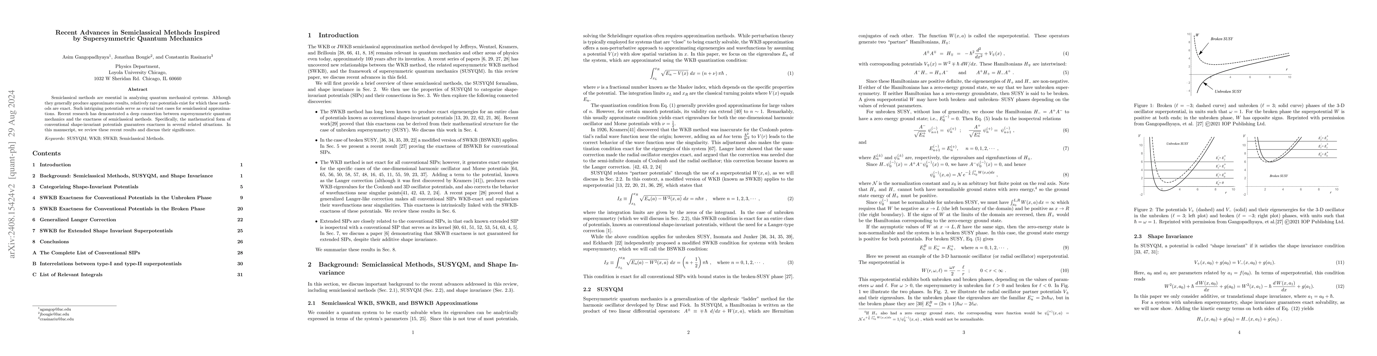 Thumbnail for Recent Advances in Semiclassical Methods Inspired by Supersymmetric
  Quantum Mechanics