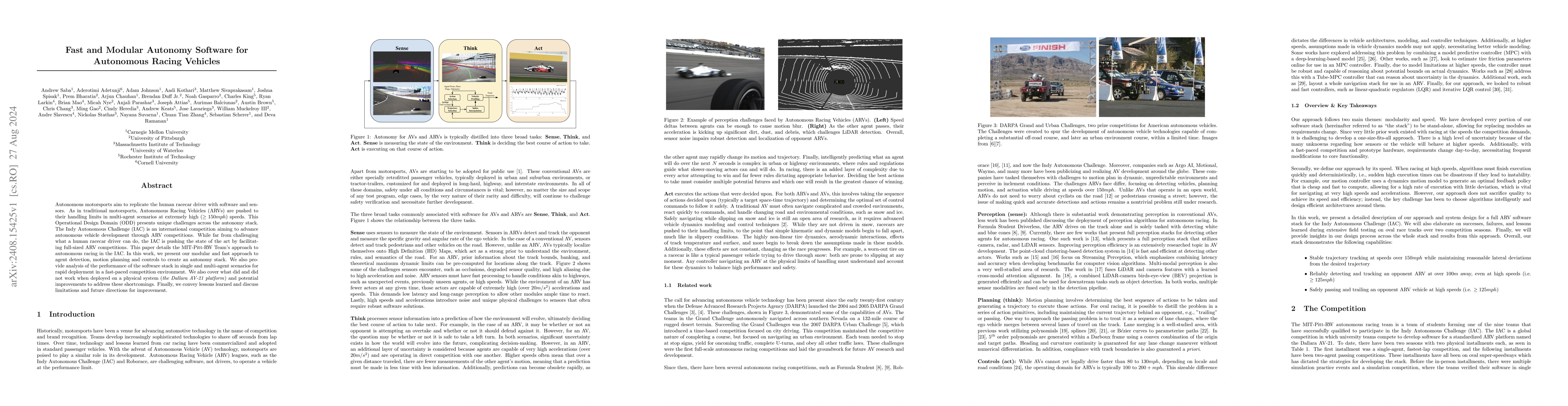 Thumbnail for Fast and Modular Autonomy Software for Autonomous Racing Vehicles