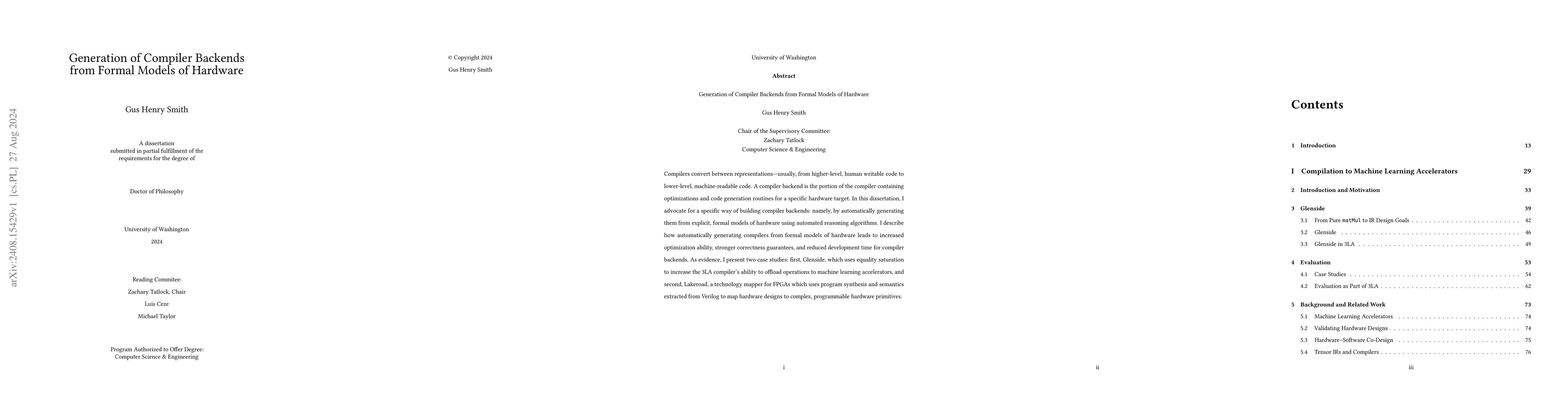 Thumbnail for Generation of Compiler Backends from Formal Models of Hardware