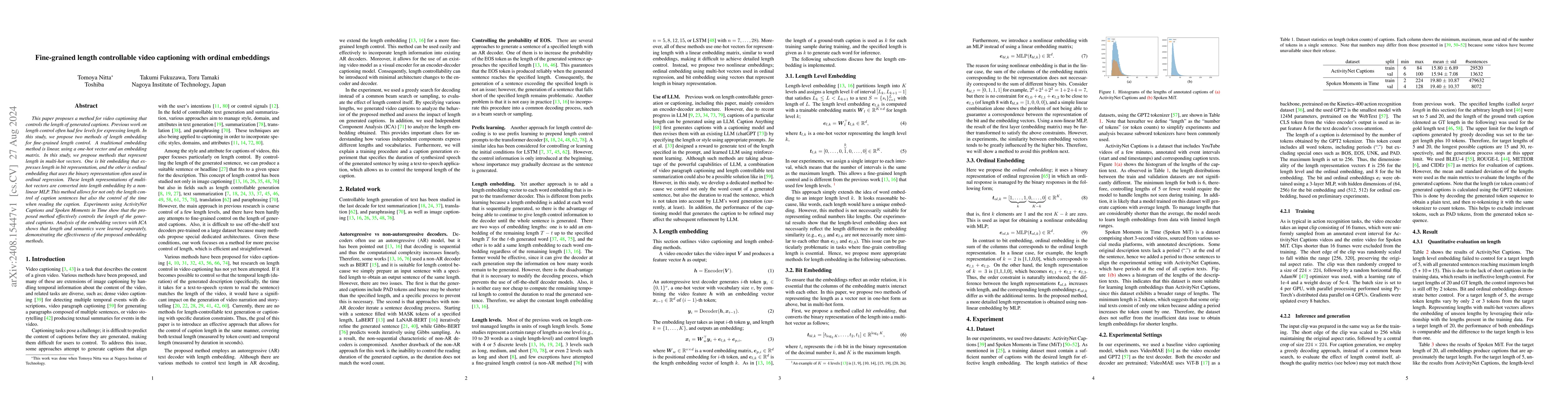Thumbnail for Fine-grained length controllable video captioning with ordinal
  embeddings