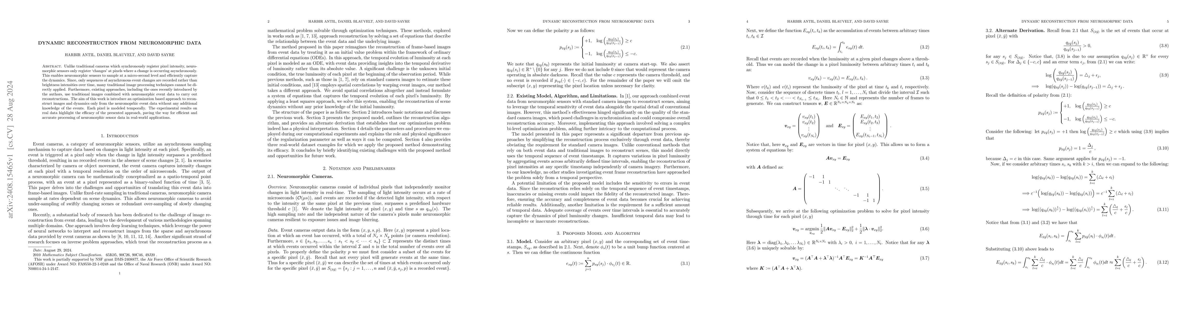 Thumbnail for Dynamic Reconstruction from Neuromorphic Data