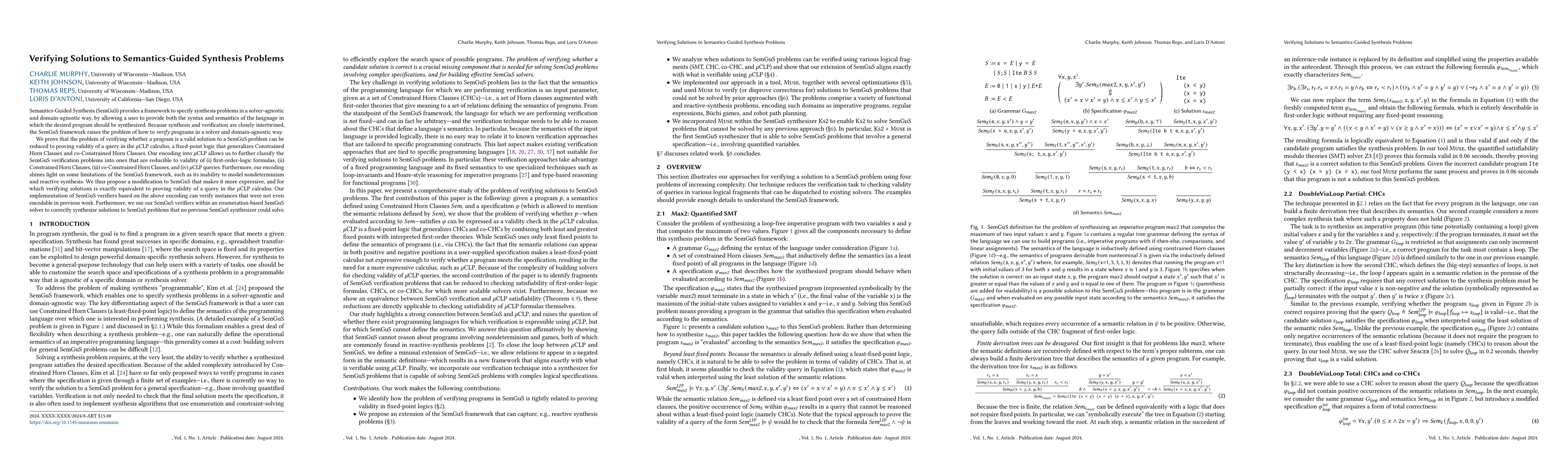 Thumbnail for Verifying Solutions to Semantics-Guided Synthesis Problems