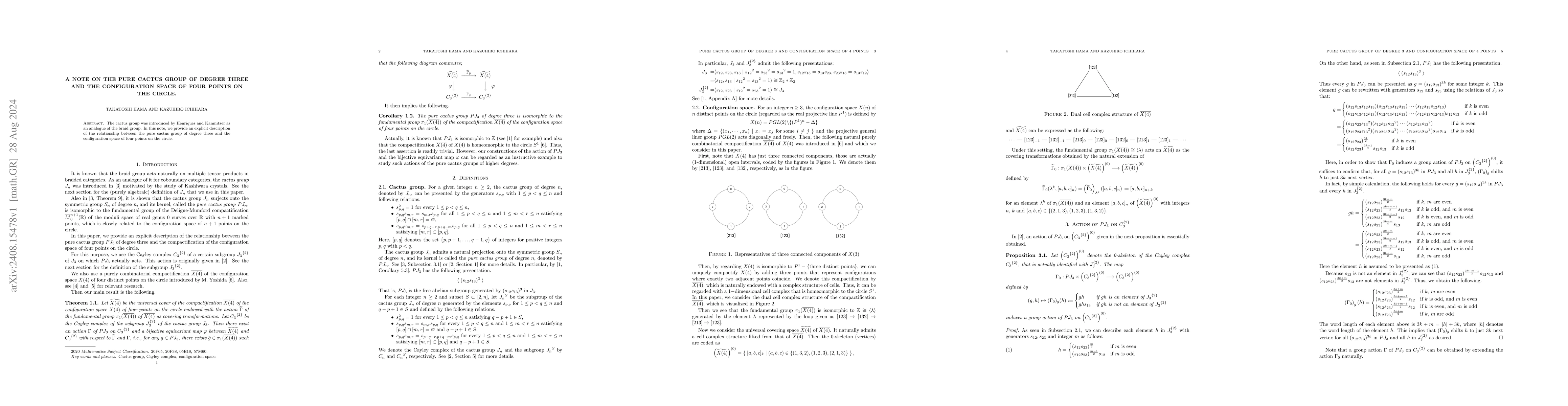 Thumbnail for A note on the pure cactus group of degree three and the configuration
  space of four points on the circle