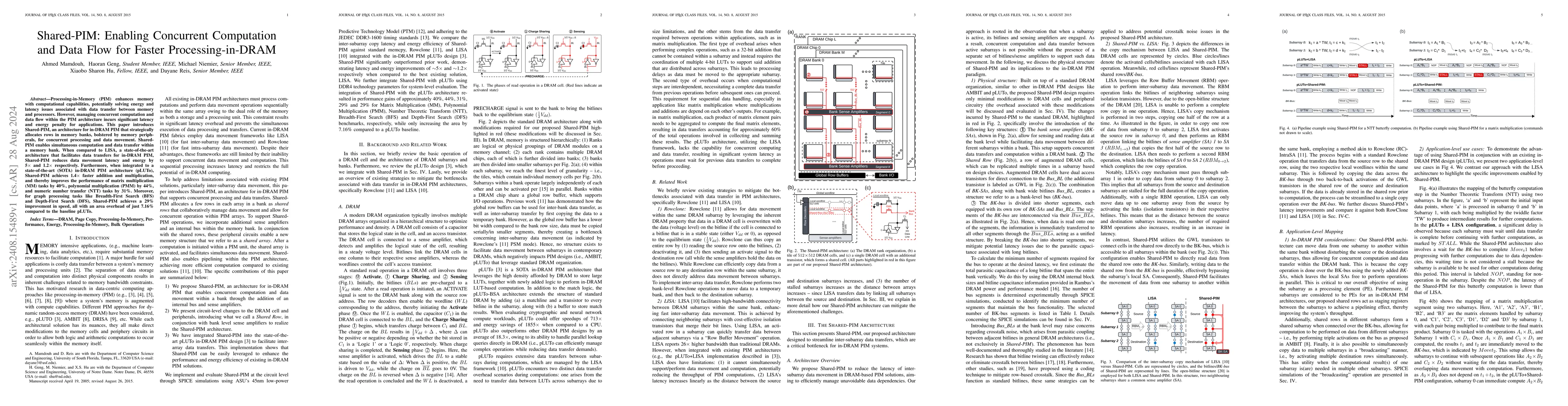 Thumbnail for Shared-PIM: Enabling Concurrent Computation and Data Flow for Faster
  Processing-in-DRAM