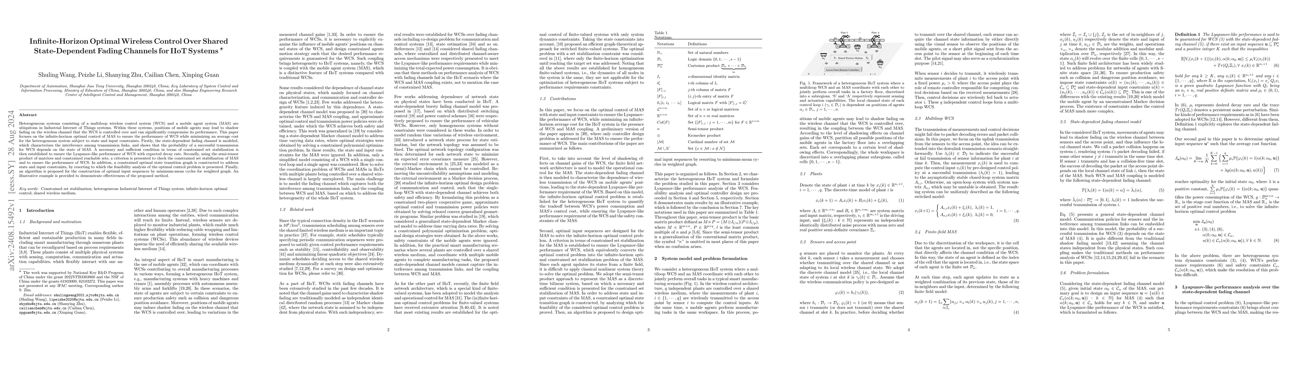 Thumbnail for Infinite-Horizon Optimal Wireless Control Over Shared State-Dependent
  Fading Channels for IIoT Systems