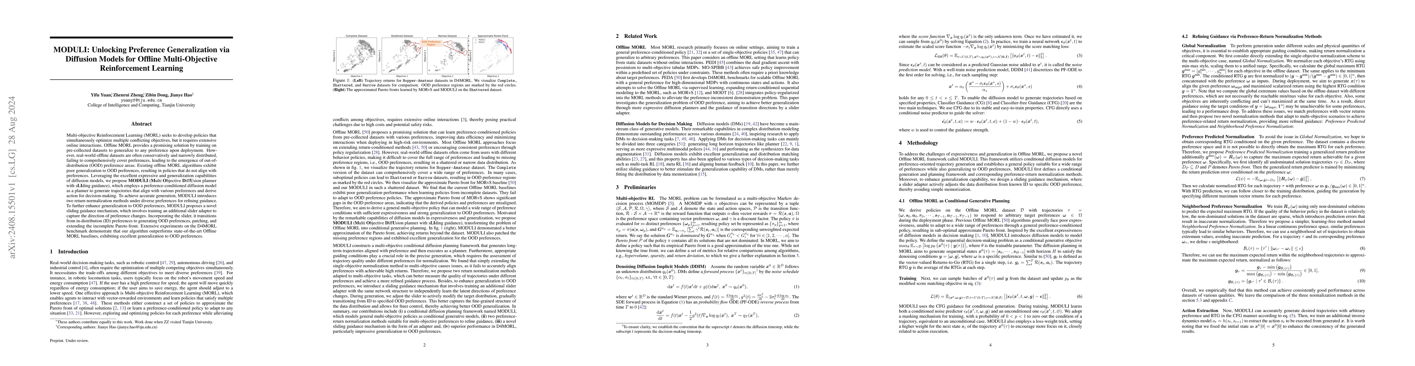 Thumbnail for MODULI: Unlocking Preference Generalization via Diffusion Models for
  Offline Multi-Objective Reinforcement Learning