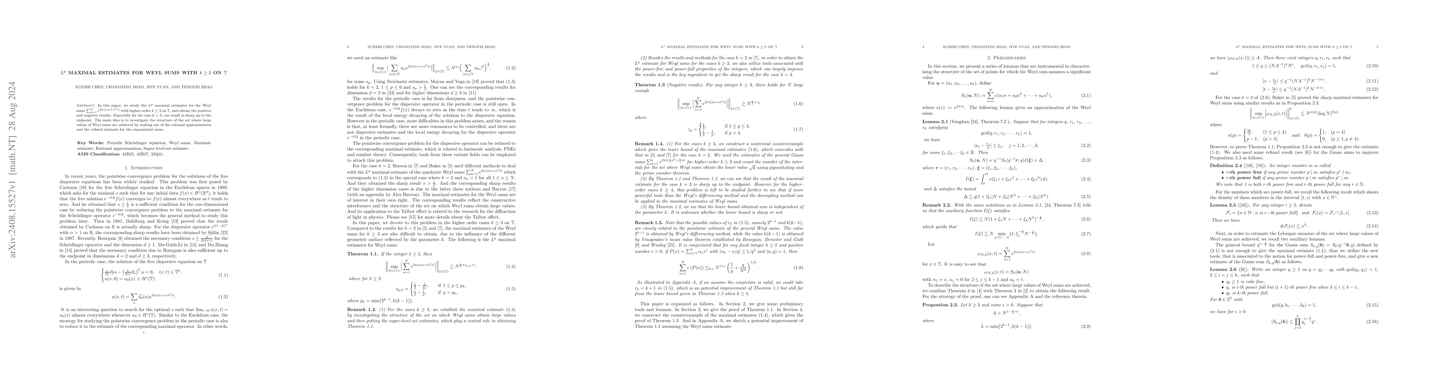 Thumbnail for $L^p$ maximal estimates for Weyl sums with $k\ge3$ on $\mathbb{T}$