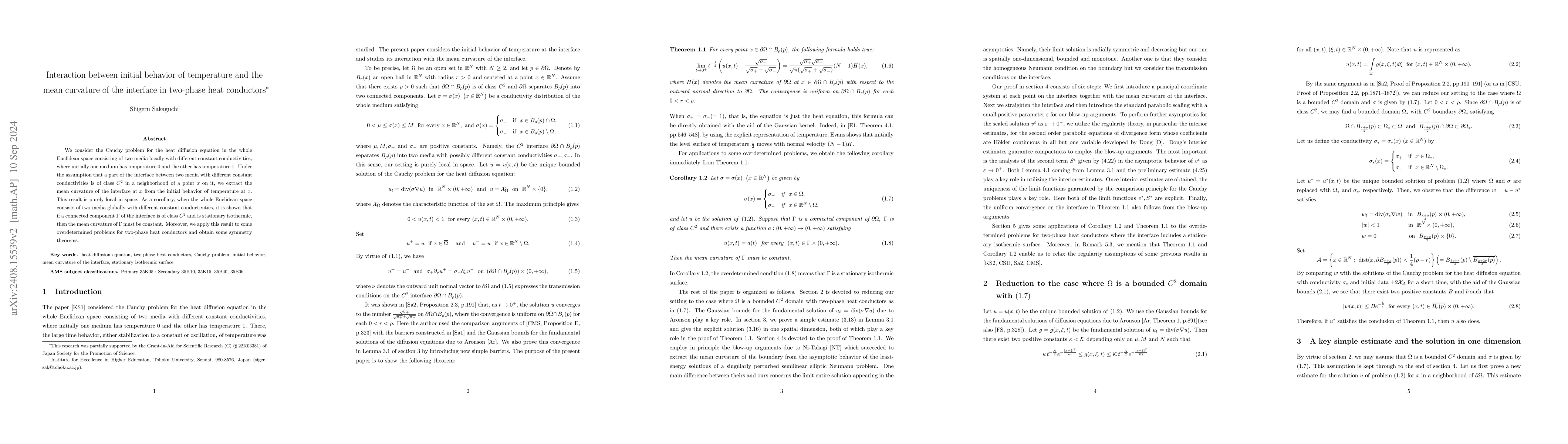 Thumbnail for Interaction between initial behavior of temperature and the mean
  curvature of the interface in two-phase heat conductors