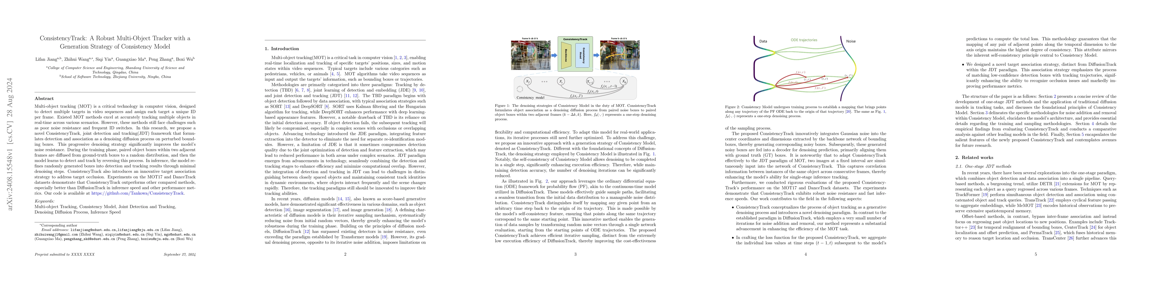 Thumbnail for ConsistencyTrack: A Robust Multi-Object Tracker with a Generation
  Strategy of Consistency Model