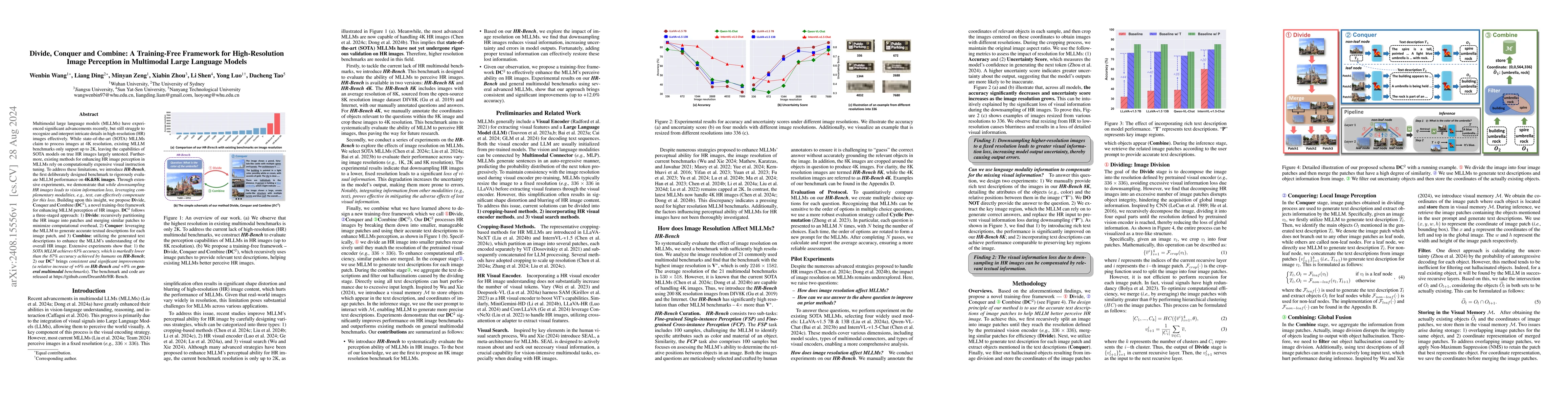 Thumbnail for Divide, Conquer and Combine: A Training-Free Framework for
  High-Resolution Image Perception in Multimodal Large Language Models