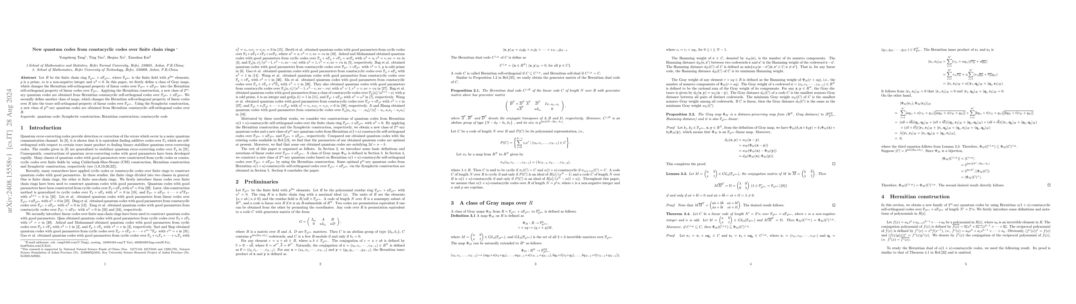 Thumbnail for New quantum codes from constacyclic codes over finite chain rings