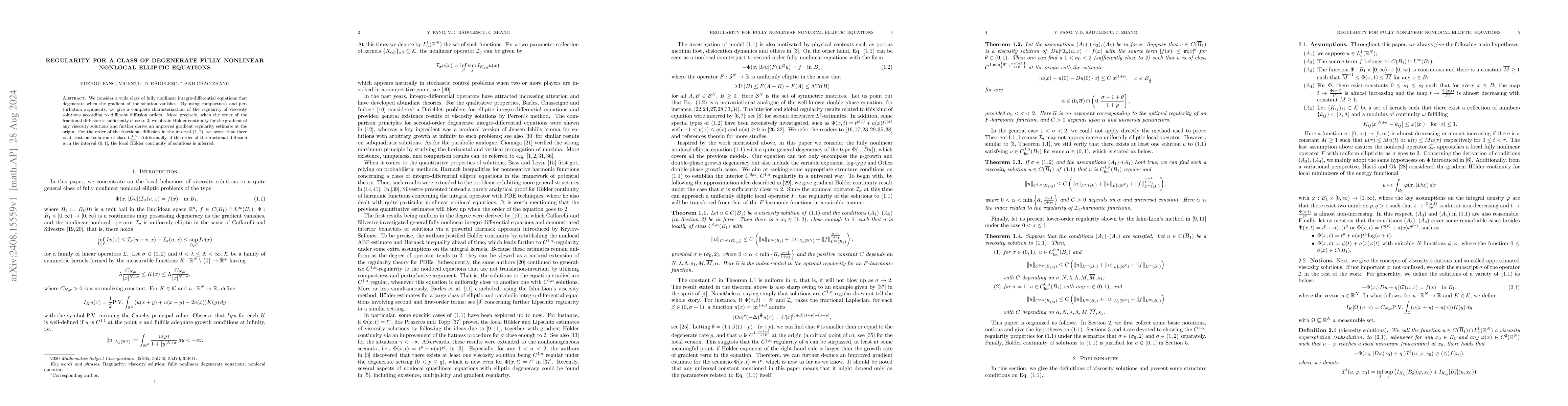Thumbnail for Regularity for a class of degenerate fully nonlinear nonlocal elliptic
  equations