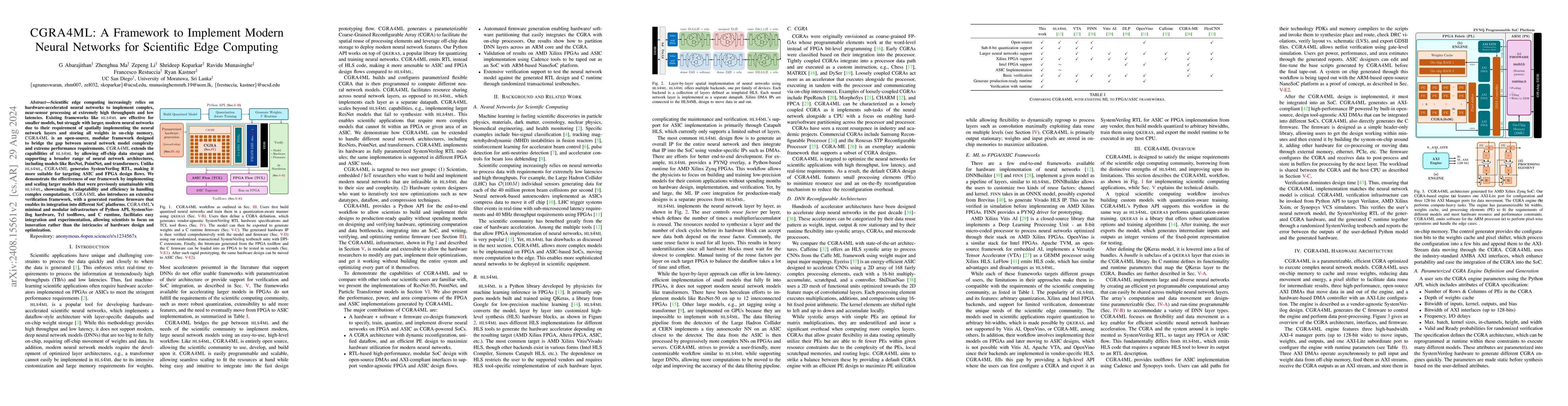 Thumbnail for CGRA4ML: A Framework to Implement Modern Neural Networks for Scientific
  Edge Computing