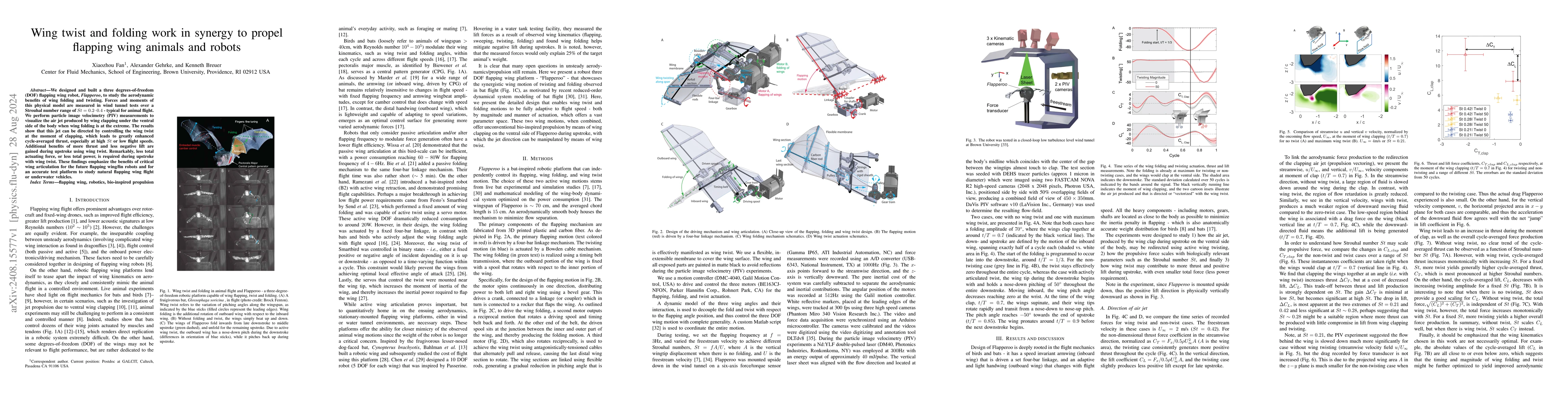 Thumbnail for Wing twist and folding work in synergy to propel flapping wing animals
  and robots
