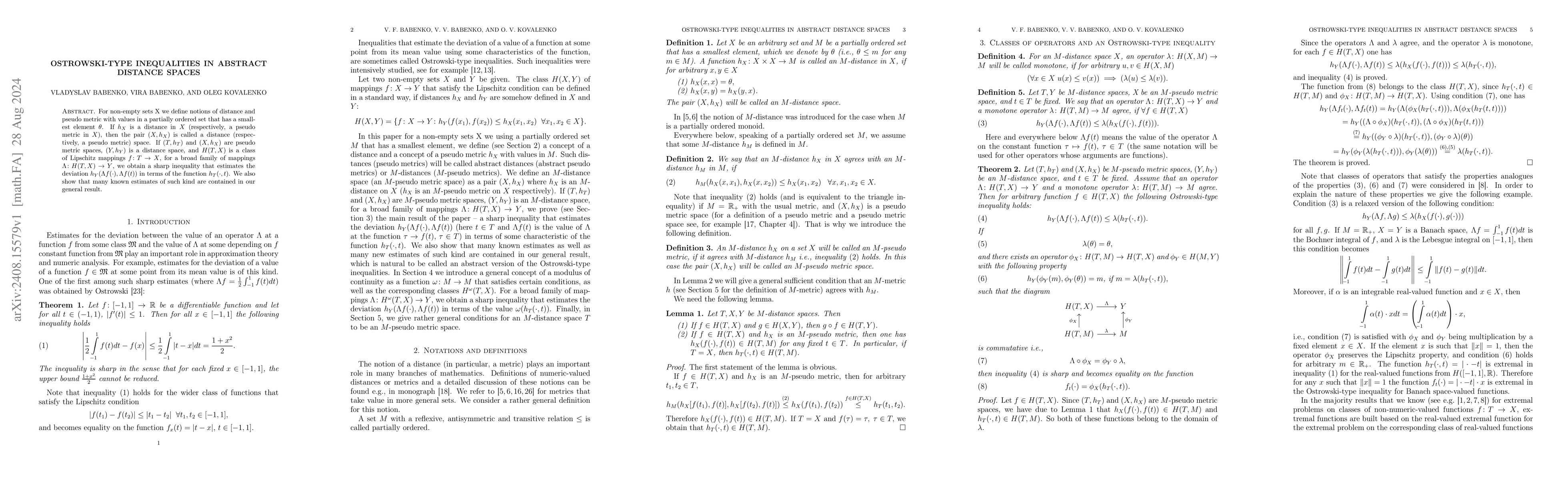 Thumbnail for Ostrowski-type inequalities in abstract distance spaces